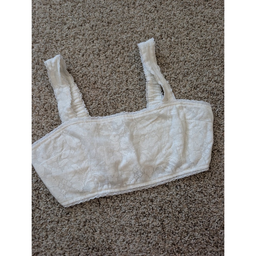 American Eagle White Floral Lace Bralette Smocked Crop Top Medium